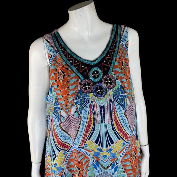 Madison Leigh Dress 18 Multicolor Sleeveless Beaded Neckline A-Line Polyester - Picture 3 of 13